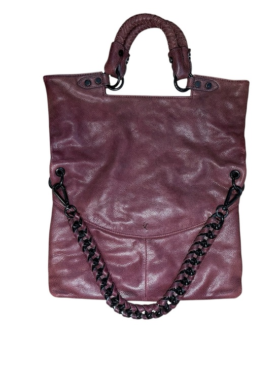 Elliot Lucca Handbags - Elliott Lucca Iara Foldover Tote Bag Burgundy Leather Convertible Hobo